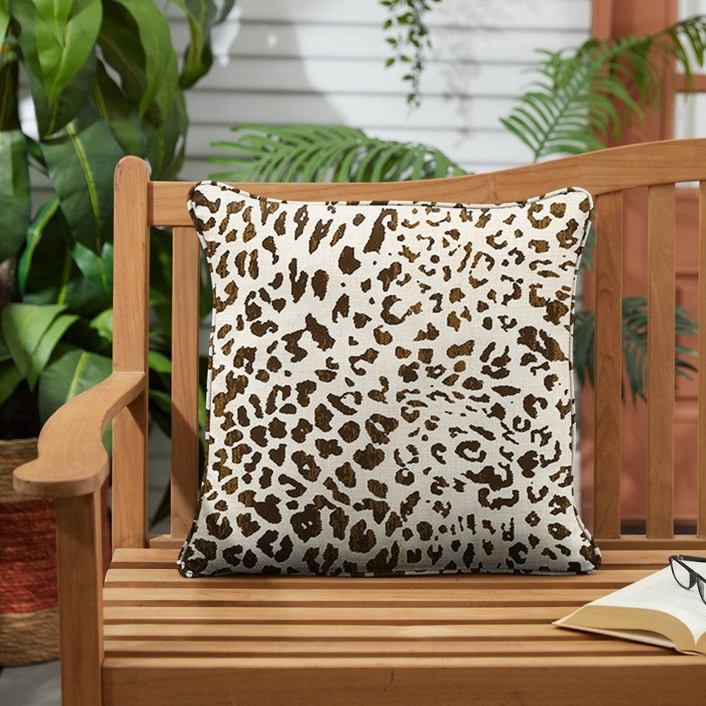 Sunbrella 2pk 18"" Indoor/Outdoor Corded Pillows Espresso Leopard | Target
