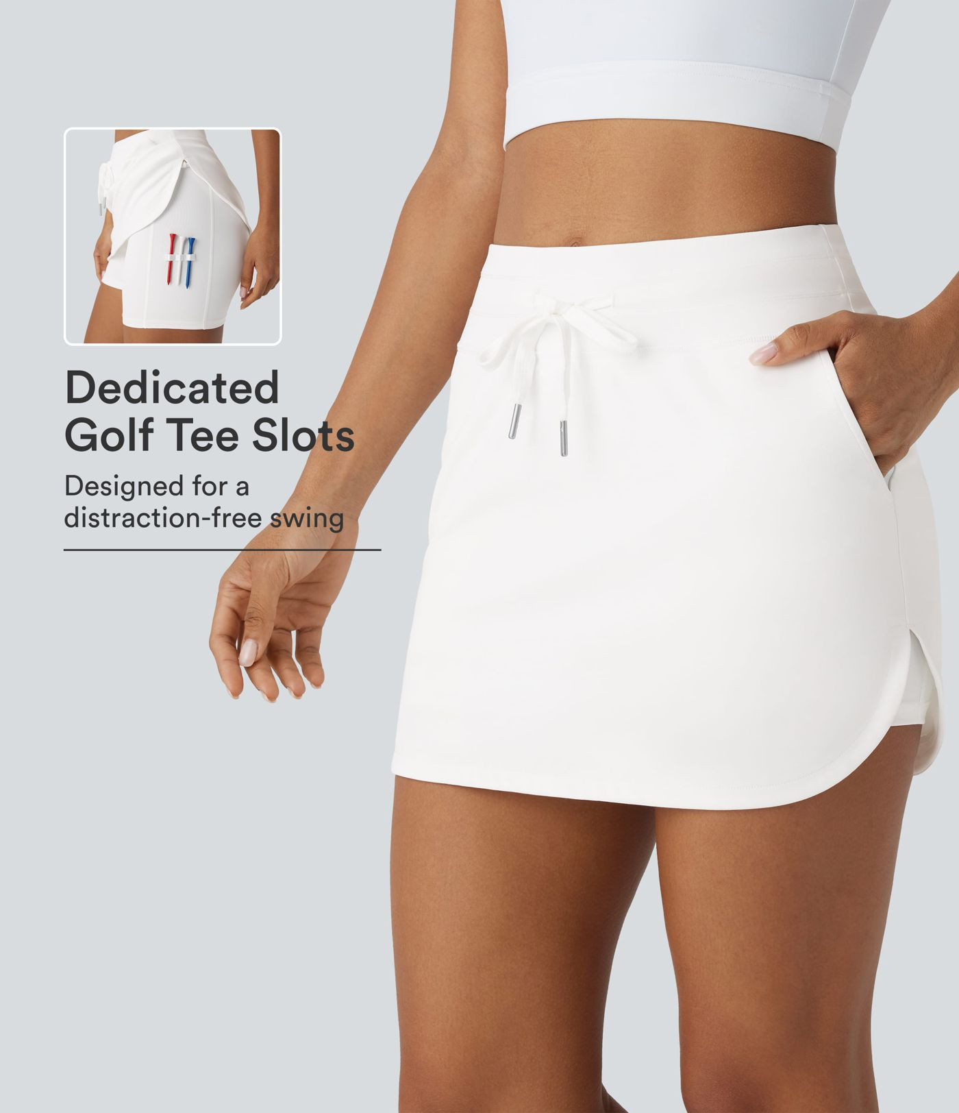 Women\u2019s SoftlyZero\u2122 QuickDry High Waisted Drawstring Pocket 2-in-1 Curved Hem Mini Golf... | HALARA