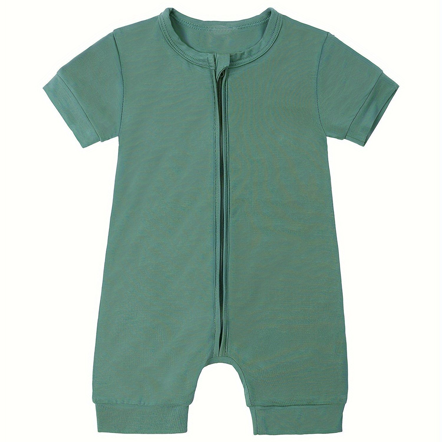 Baby Boy's Bamboo Rayon Zipper Romper Short Sleeve Playsuit - Temu | Temu Affiliate Program