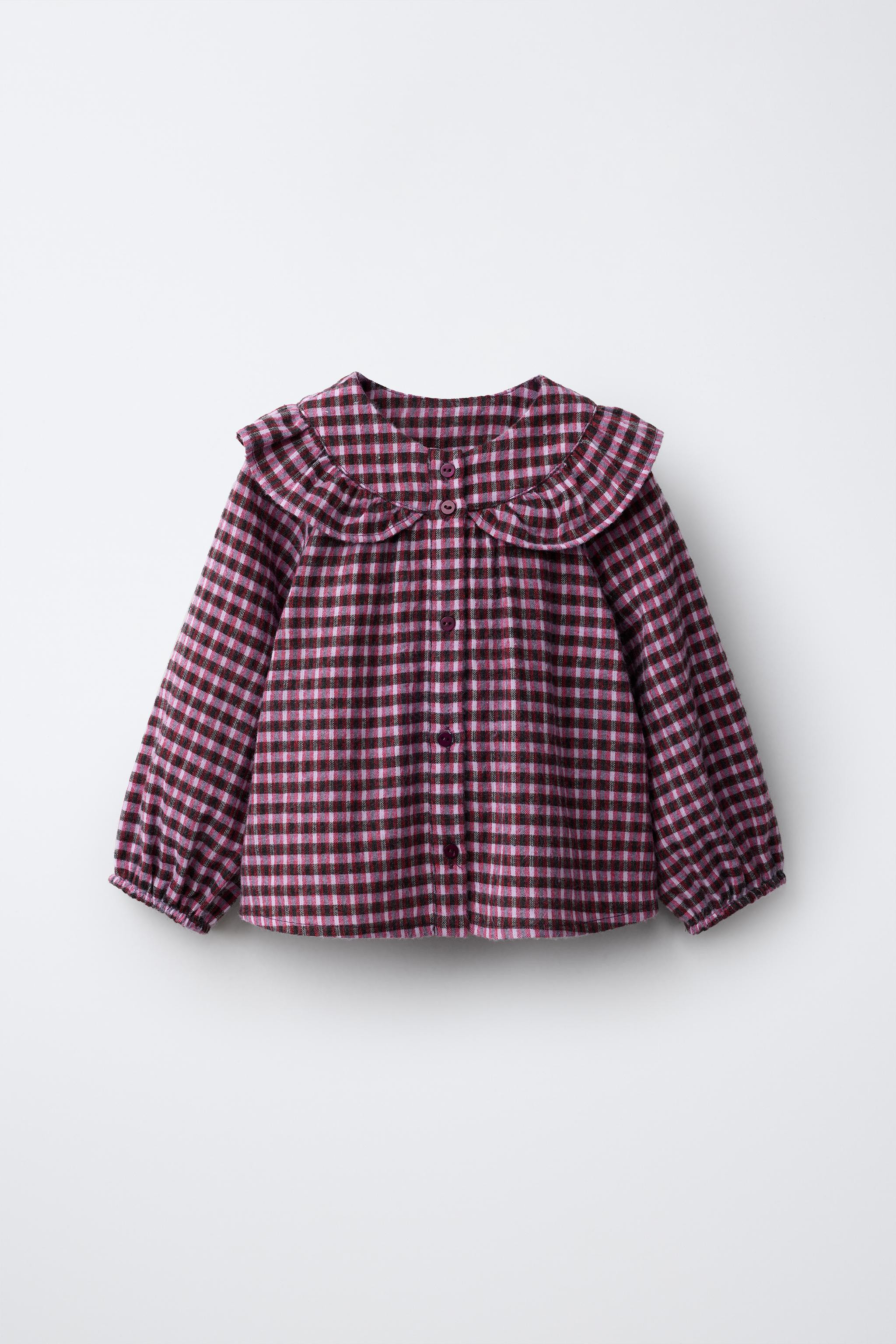 PETER PAN COLLAR PLAID SHIRT | Zara US