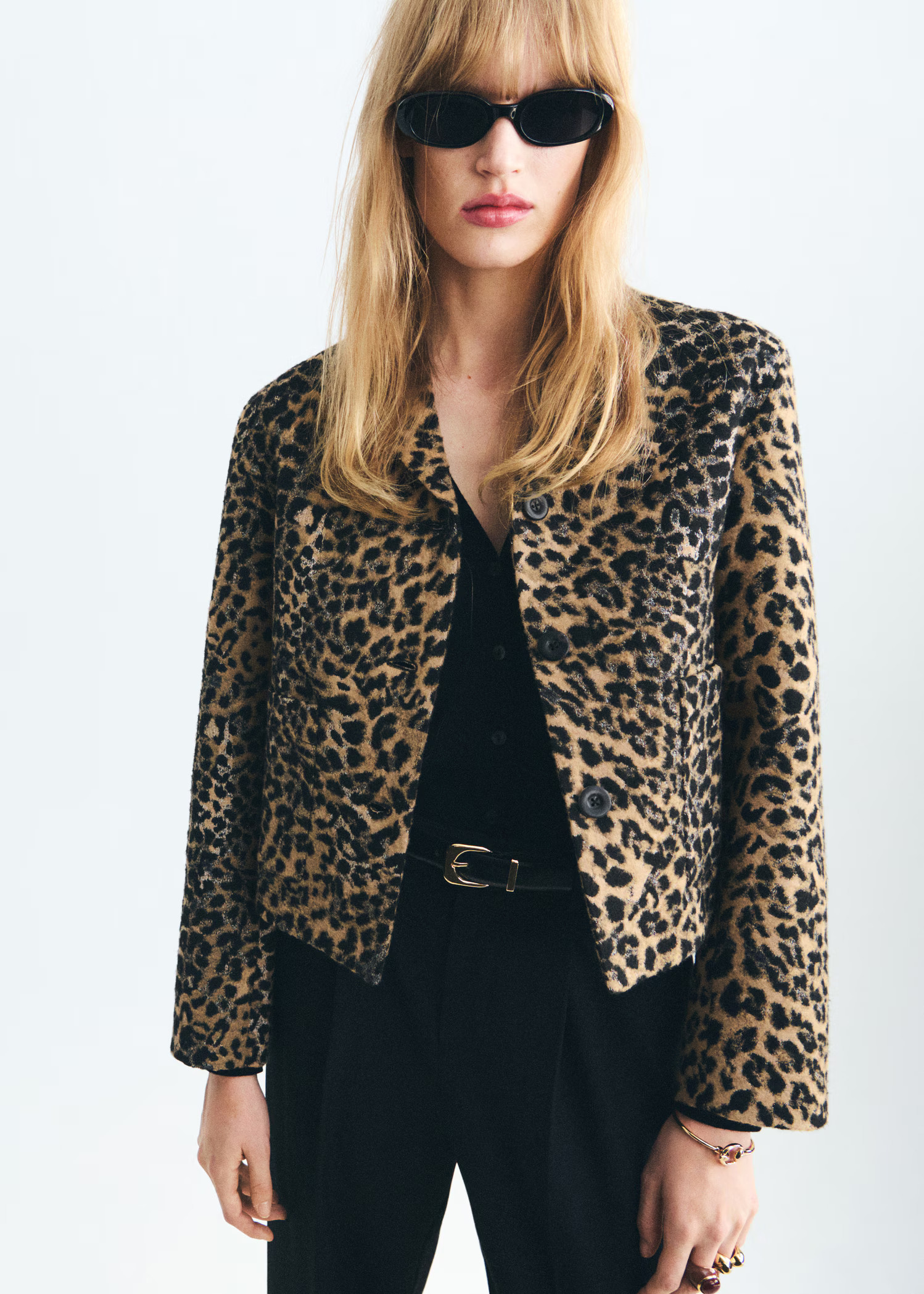 Leopard-print jacket with buttons | MANGO (UK)