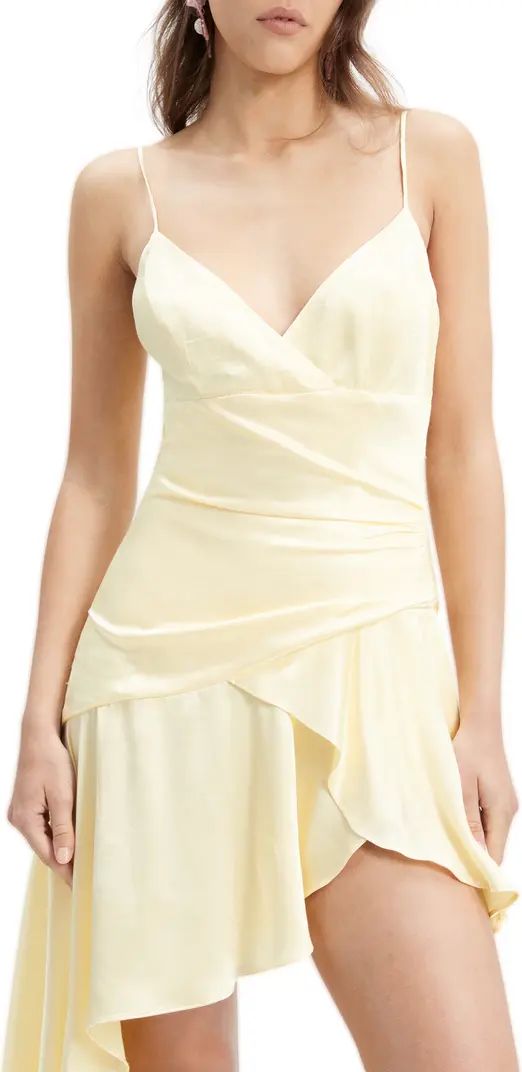 Bardot Idres High-Low Satin Cocktail Dress | Yellow Cocktail Dress Spring Cocktail Dress Spring 2024 | Nordstrom