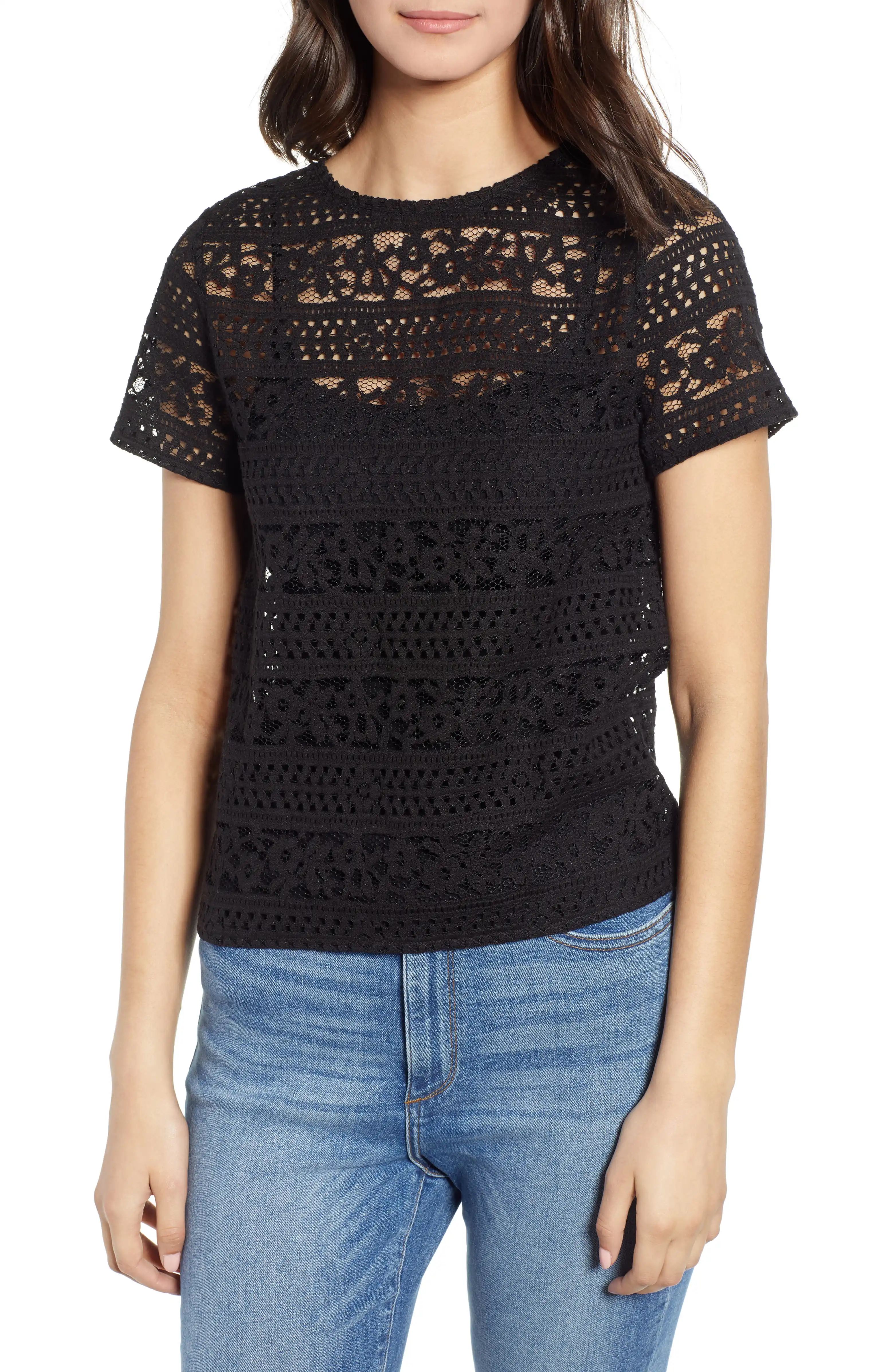 Keyhole Back Lace Tee | Nordstrom