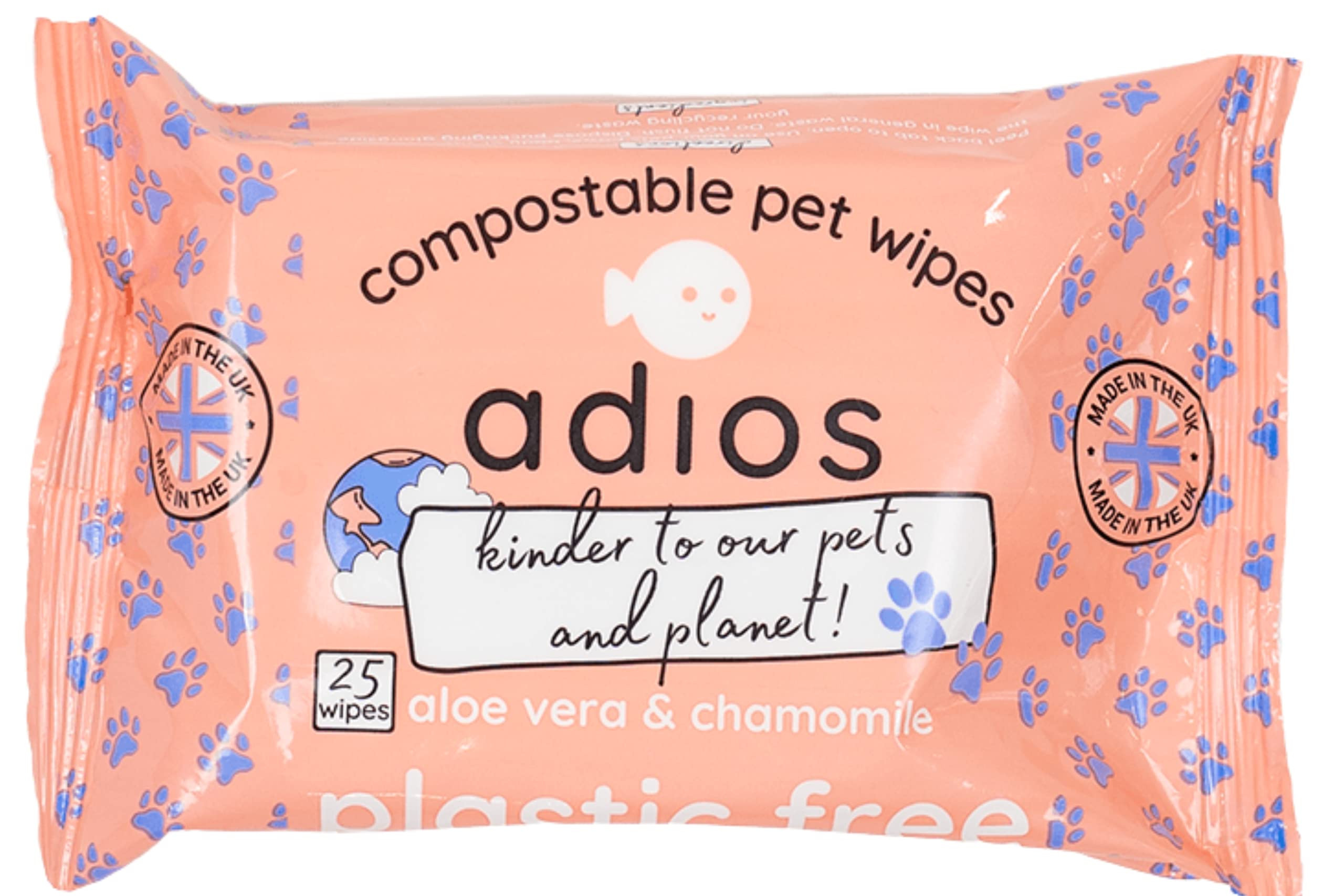 Adios Plastic Compostable Grooming Wipes - 100 count (4x25) - Dog Wipes - Compostable Pet Wipes w... | Amazon (UK)