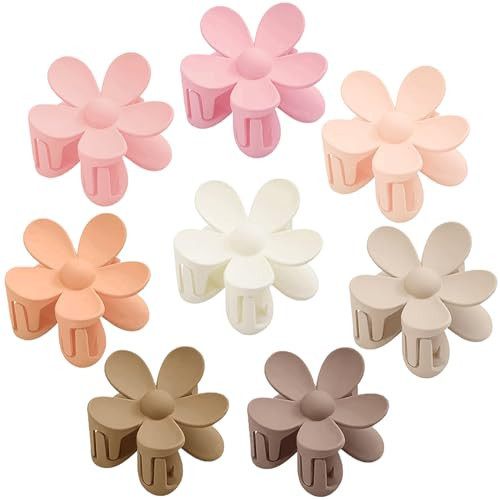 Flower Hair Clips 8PCS, Large Claw Clips for Women Girls Thick Thin Hair, Strong Hold Non slip Big Matte Dasiy Jaw Clamps Hair Accessories 8 Colors | Amazon (US)