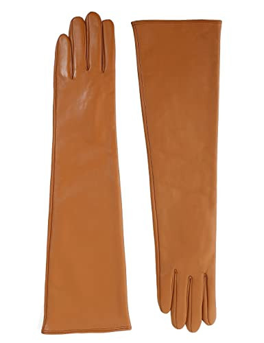 VIKIDEER Long Genuine Leather Gloves for Women Full Touchscreen Winter Warm Lined Elegant Type 19.6'' Champagne X-Large | Amazon (US)
