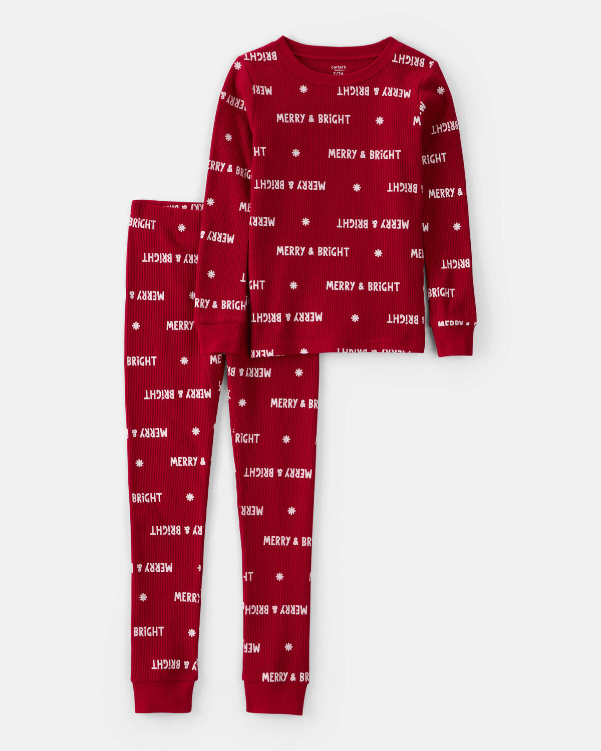 Kid Merry & Bright Christmas Cotton Long-Sleeve Snug Fit 2-Piece Pajamas - Red | Carter's Inc