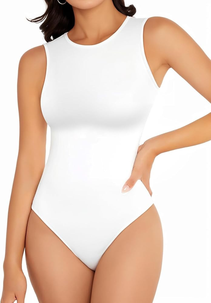 YOGINGO Women's Crew Neck Sleeveless Bodysuits Racerback Halter Tank Top Body Suits for Womens Se... | Amazon (US)