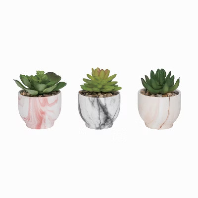 Transpac Ceramic 4" Multi Spring Marbleized Faux Succulent Planters Set of 3 | Target
