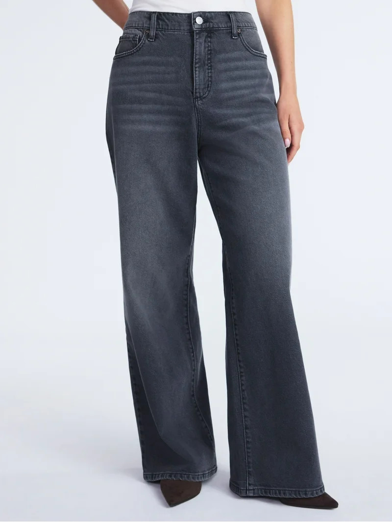 Scoop Women’s and Women’s Plus Baggy Wide Leg Jeans, Sizes 0-26 | Walmart (US)