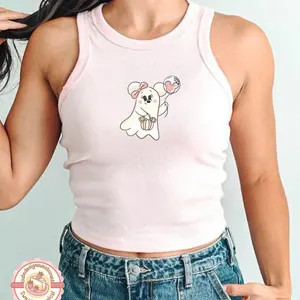 Retro Coquette Minnie Ghost Crop Tank, Disney Halloween Baby Tee, Mickey's Not So Scary Tee Shirt, Cute Mickey Ghost Minnie Ghost Shirt | Etsy (US)