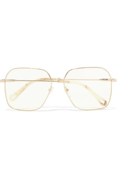 Chloé - Palma Square-frame Gold-tone Optical Glasses - one size | NET-A-PORTER (UK & EU)