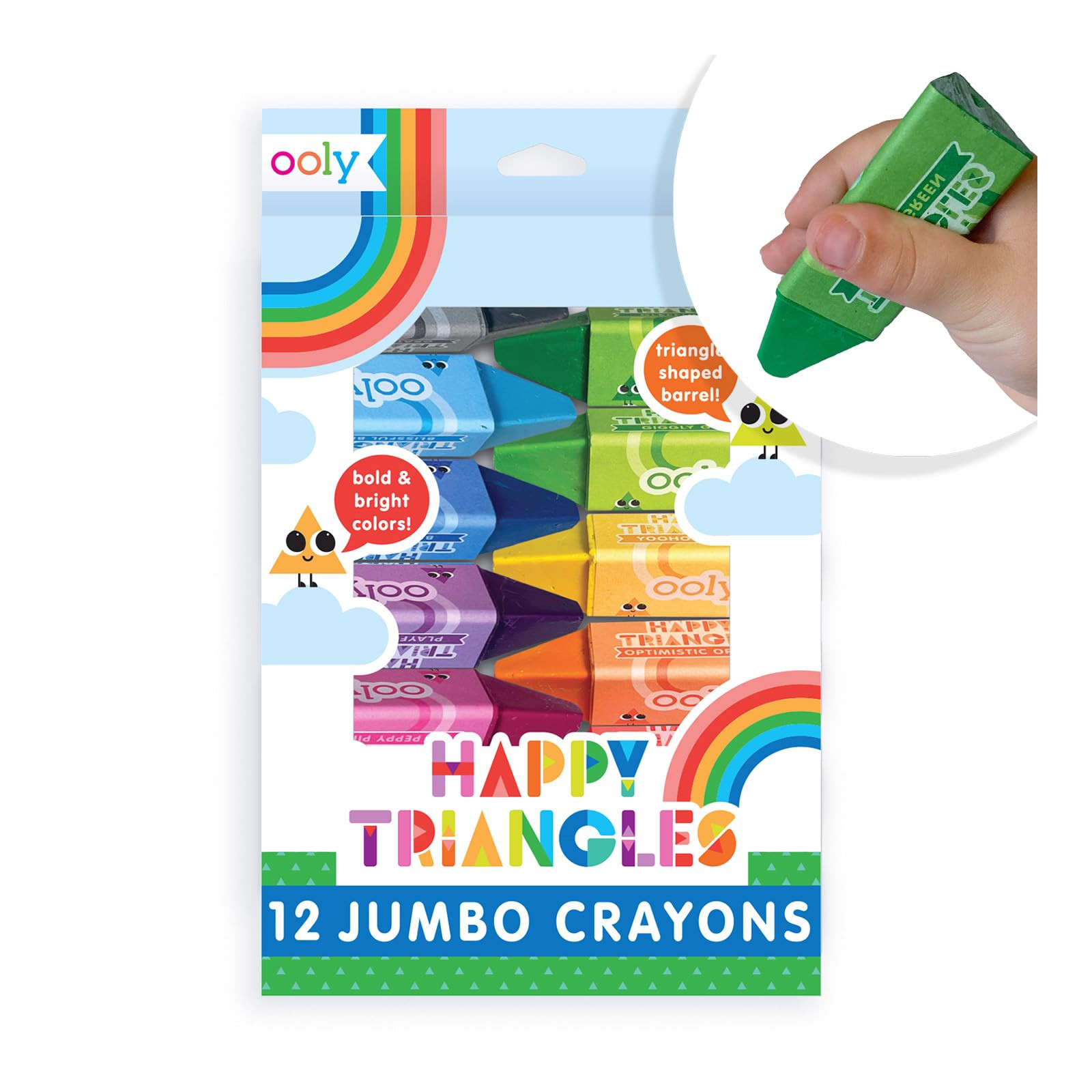 Ooly Jumbo Triangle Crayons for Toddlers Set of 12, Easter Activities for Toddlers, Non-Toxic Triangle Shaped Easy to Hold Crayons for Toddler Ages 1-3, No Rolling Crayon | Amazon (US)