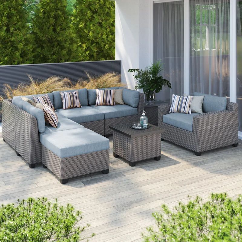 Amjad 8 Piece Rattan Seating Group with Sunbrella Cushions | Wayfair North America