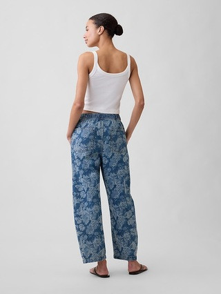 Mid Rise Print Pull-On Barrel Jeans | Gap Factory