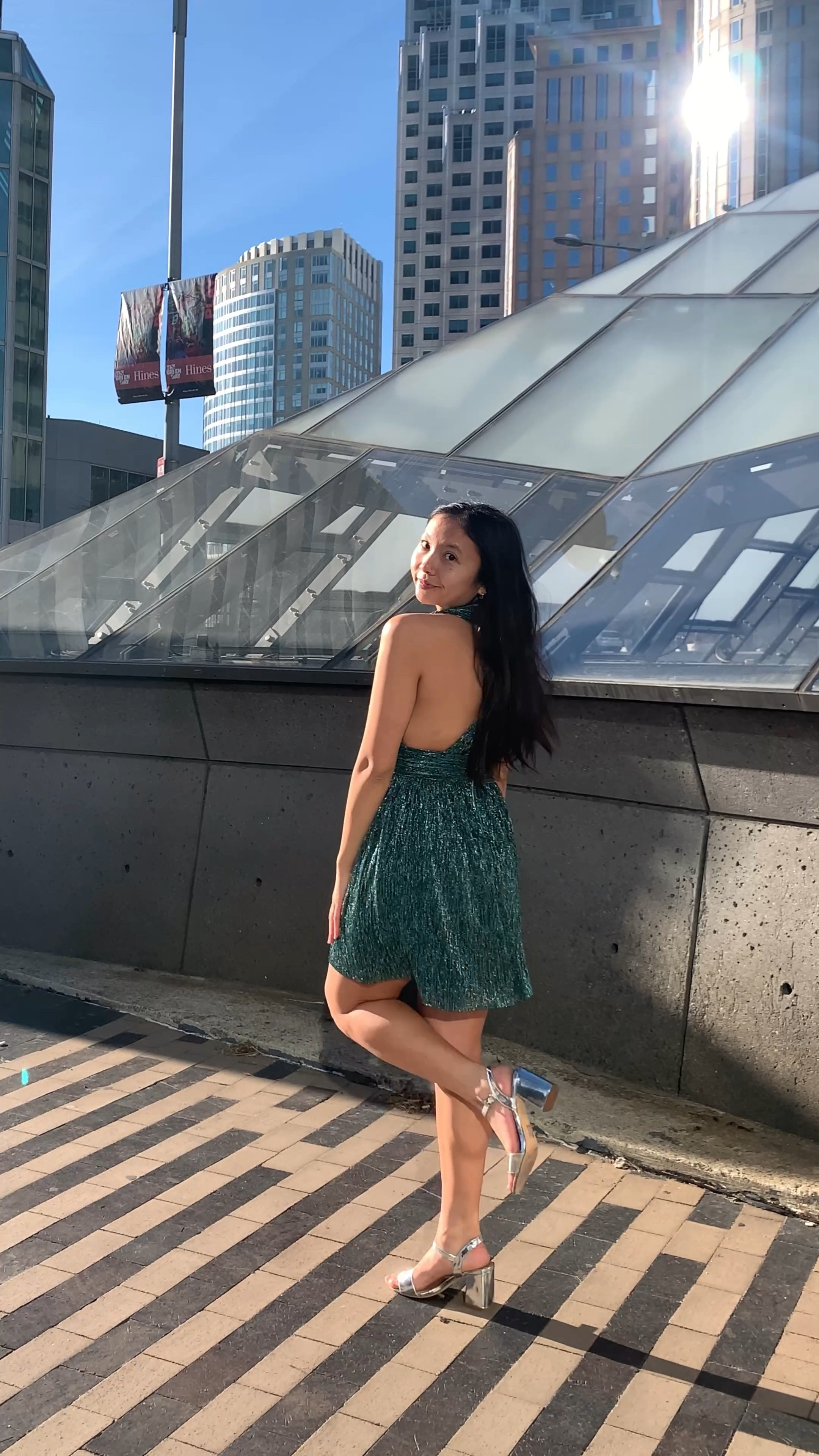 Ailey gold and cheap teal blue skater dress