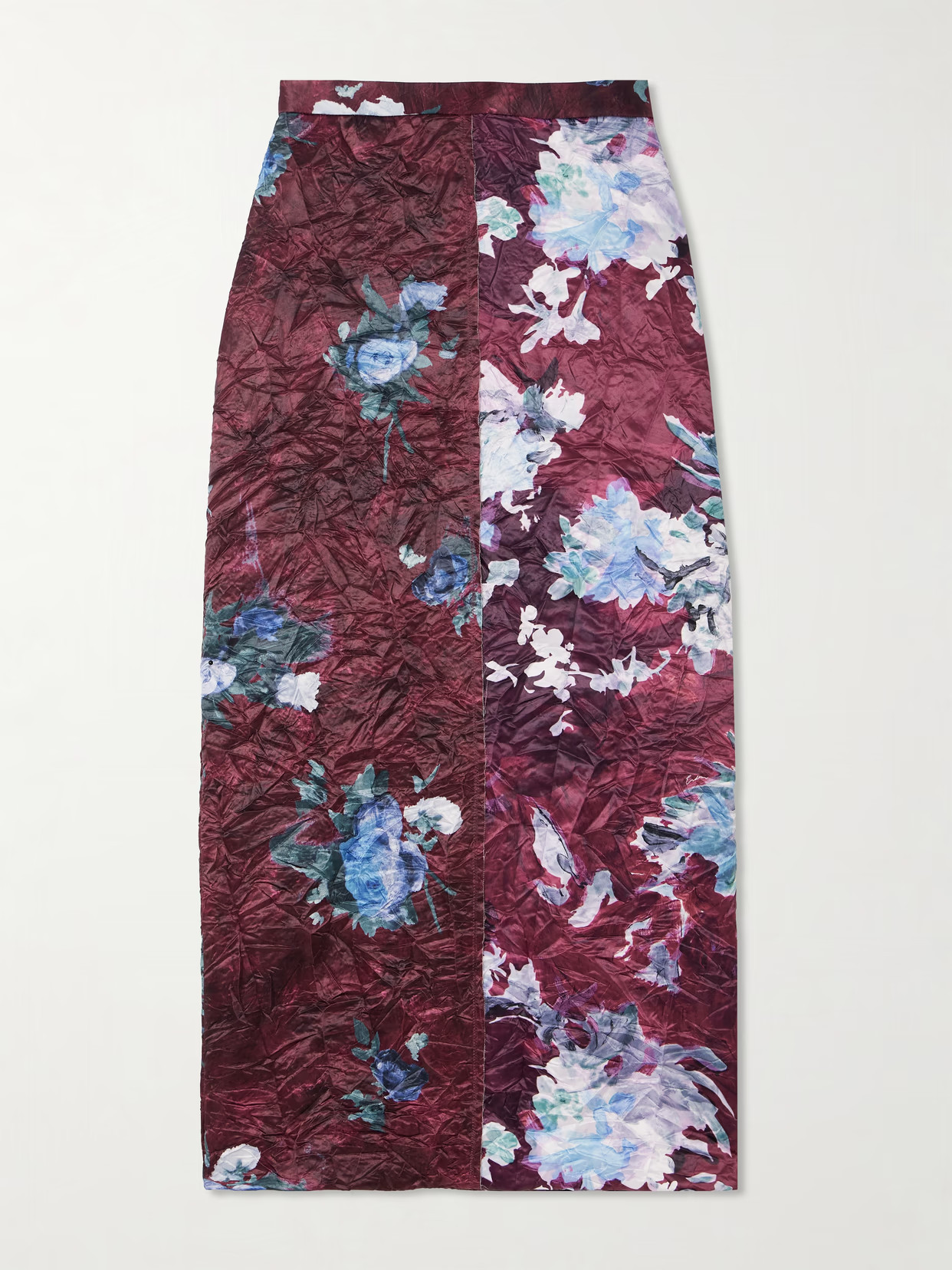 Erdem - Floral-print Crinkled Duchesse-satin Midi Skirt - Burgundy | NET-A-PORTER (US)