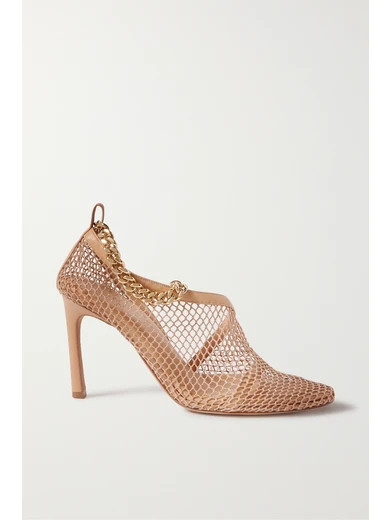 Bottega Veneta - Chain-embellished Macramé And Leather Pumps - Beige | NET-A-PORTER (US)