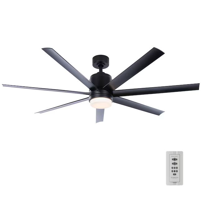 Fanimation Studio Collection Blitz 56-in Black Color-changing LED Indoor/Outdoor Ceiling Fan with... | Lowe's