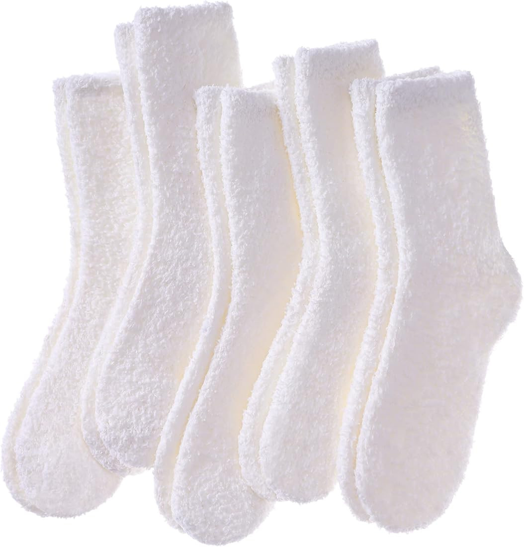 FNOVCO Womens Fuzzy Socks Cozy Soft Fleece Fluffy Warm Slipper Socks Winter Plush Crew Socks for ... | Amazon (US)
