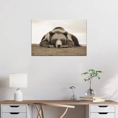 Bear Canvas Wall Art Grizzly Bear Picture Prints Wildlife Wall Art Sepia Animal Canvas Prints Bear Wall Decor Landscape Poster Artwork for Living Room | Wayfair North America