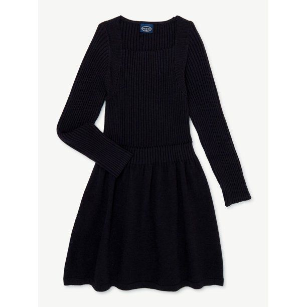 Scoop Girls Ribbed Knit Sweater Dress, Sizes 4-12 - Walmart.com | Walmart (US)