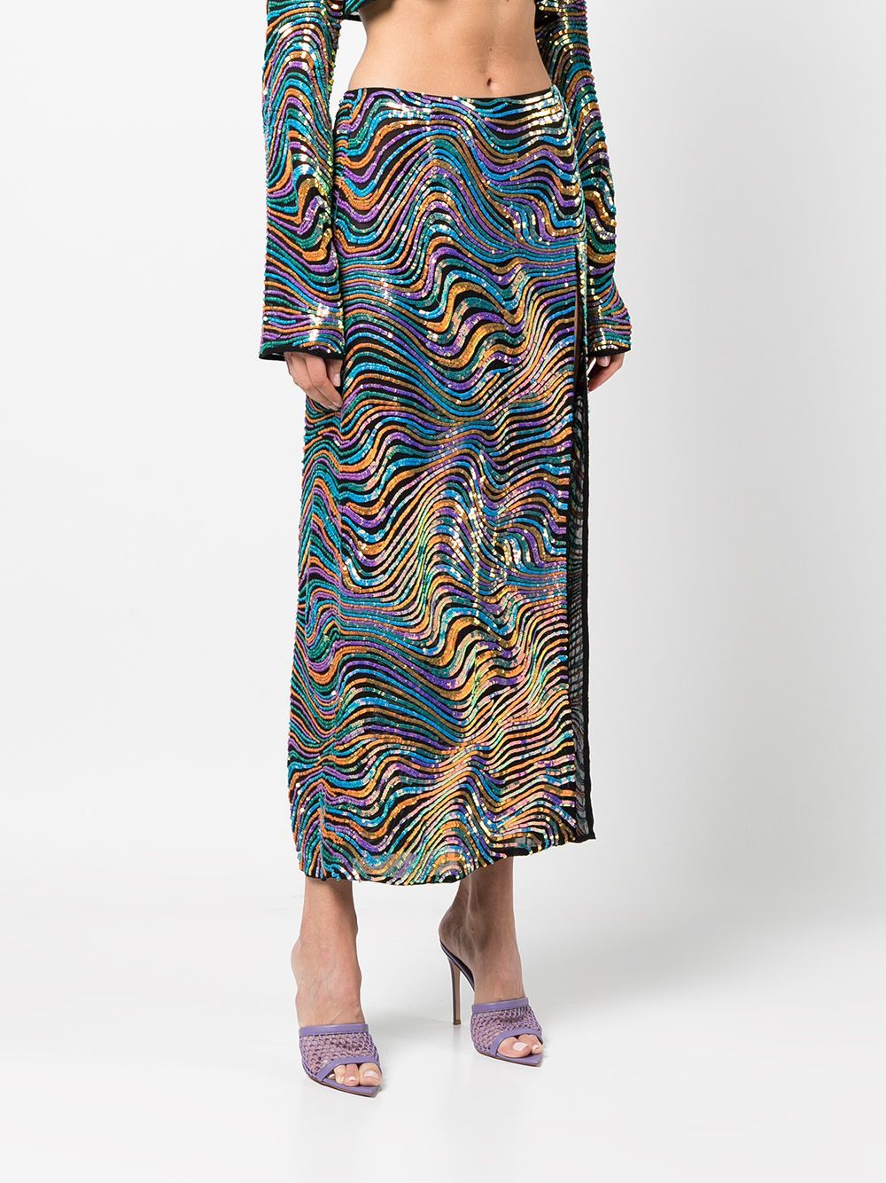 LAPOINTE swirl-print Sequin Skirt - Farfetch | Farfetch Global