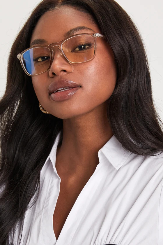 Gorgeous Gaze Clear Grey Blue Light Glasses | Lulus (US)