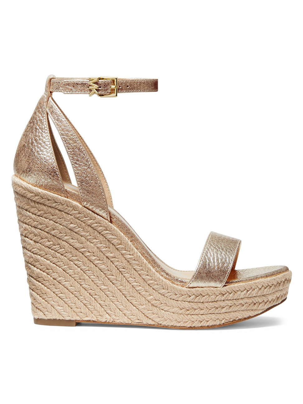 MICHAEL Michael Kors Women's Kimberly Metallic Leather Platform Wedge Sandals - Pale Gold - Size 6.5 | Saks Fifth Avenue