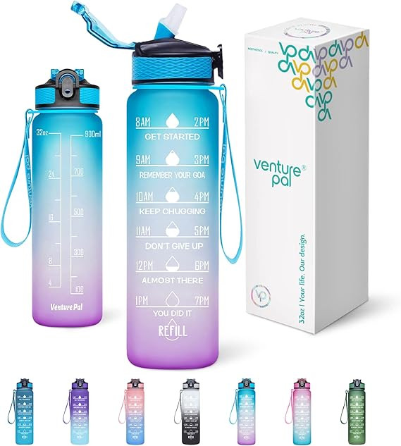 Venture Pal Water Bottle With Straw, 32 oz Water Bottles With Times to Drink,Motivational Water B... | Amazon (US)