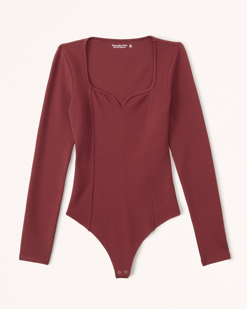 Long-Sleeve Ponte Sweetheart Bodysuit | Abercrombie & Fitch (US)