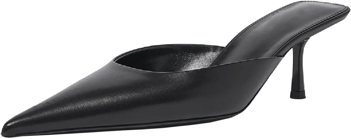 Fashion Kitten Heel Mules for Women Slip On Mules Backless Kitten Heel Pointed Toe Wedding Party ... | Amazon (US)