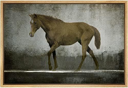 SIGNFORD Framed Canvas Wall Art A Brown Wild Horse Landscape Wilderness Oil Painting Impressionis... | Amazon (US)