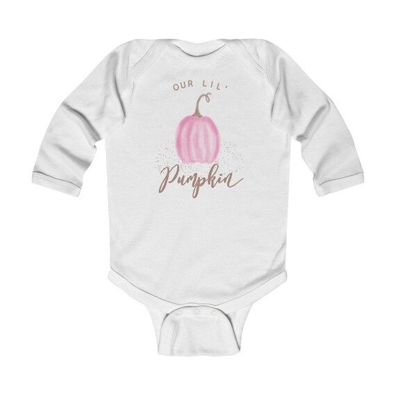 Our Lil' Pumpkin Onesie with Pink Watercolor Pumpkin Design | Etsy (US)