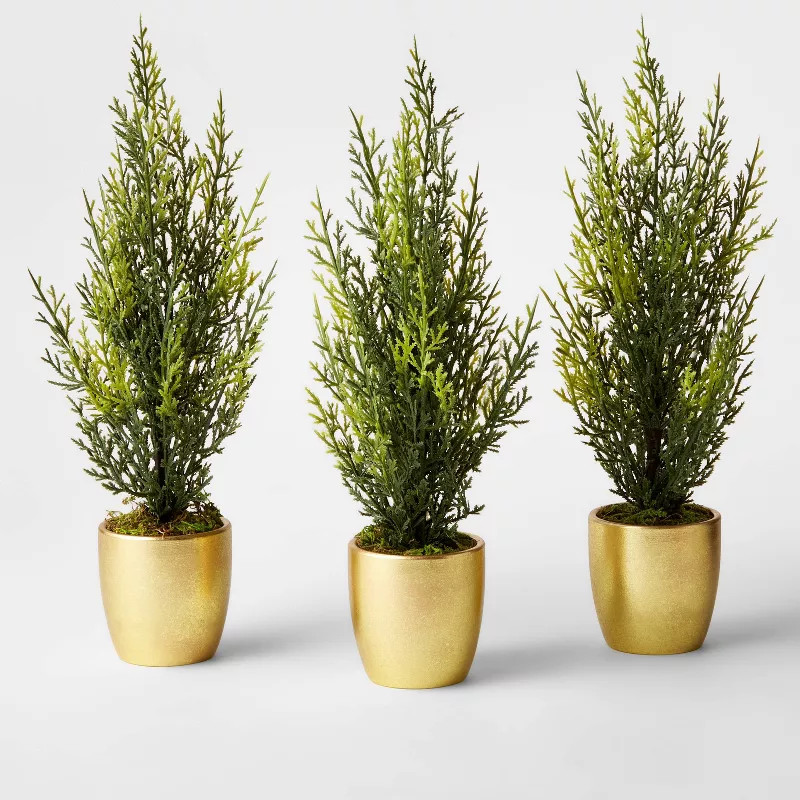 3pc Decorative Faux Greenery Tree in Gold Pot - Wondershop™ | Target