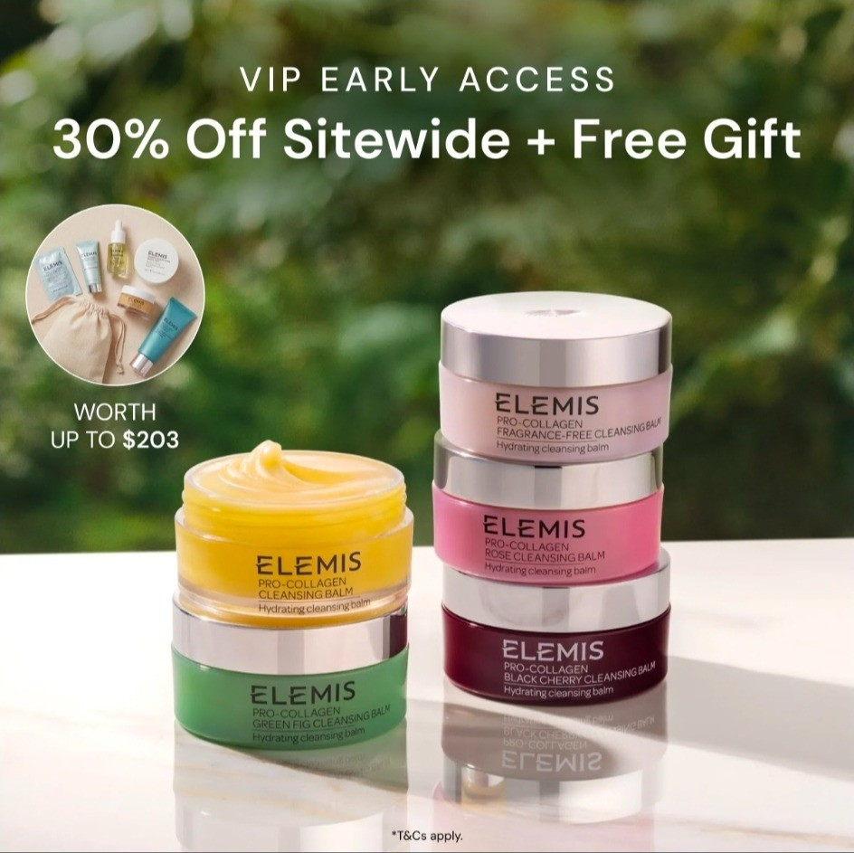Elemis London: Enjoy 30% off sitewide and receive our free Sunlit Ritual — 6 glow-enhancing essentials with orders of $140+.Spend $215+ to upgrade your gift with a full-size Glow Boost Exfoliator, bringing your total gift value to $203.Use Code: MDWVIP 

#LTKOver40 #LTKSaleAlert #LTKBeauty