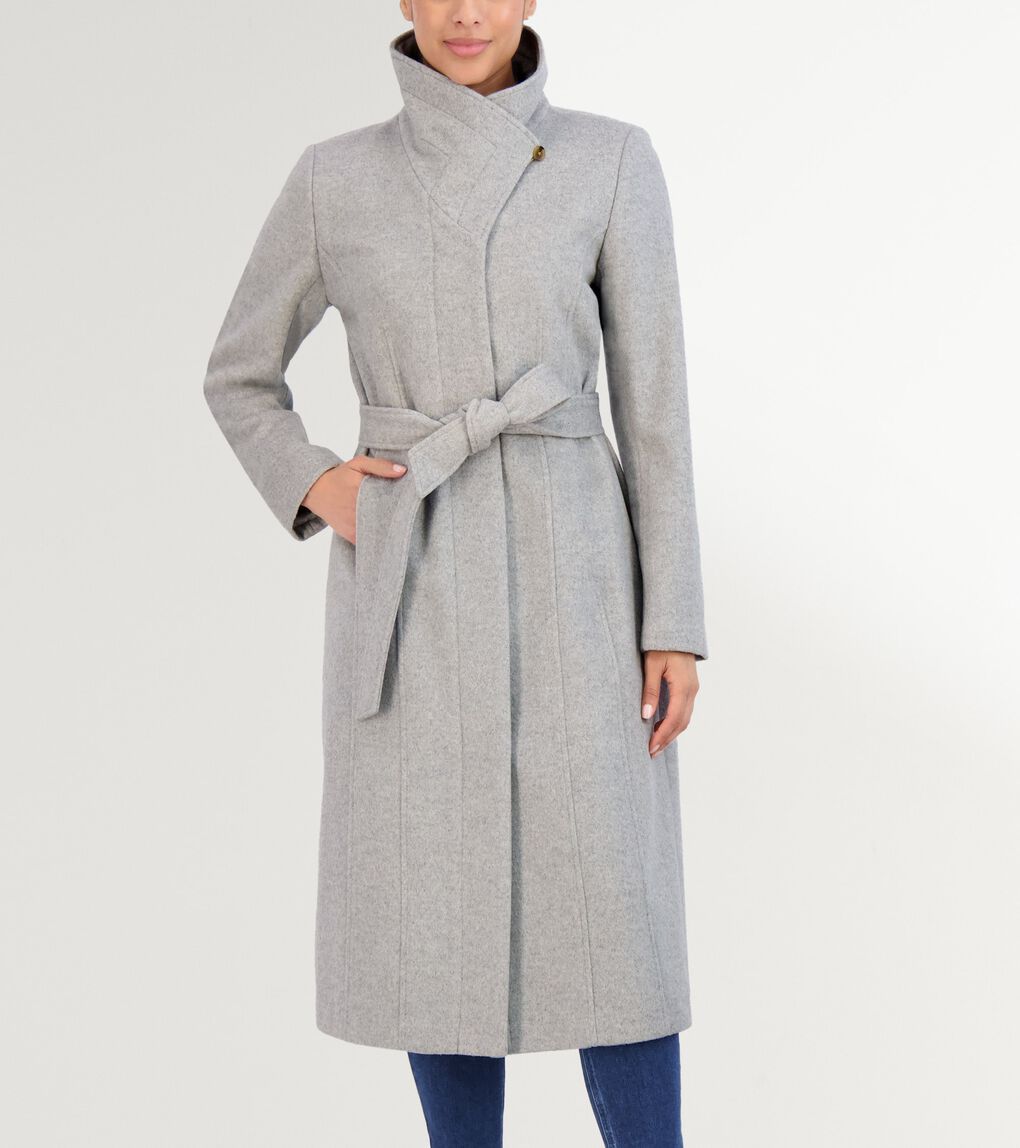 Women's Slick Wool Long Coat | Cole Haan (US)