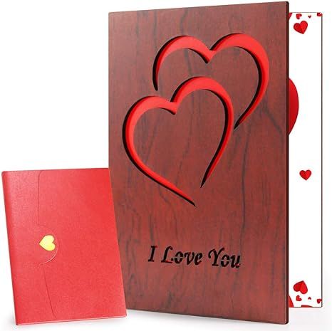 Valentines Day Cards for Him Husband Boyfriend Wife, Wooden Greeting Cards - Happy Anniversary Bi... | Amazon (US)