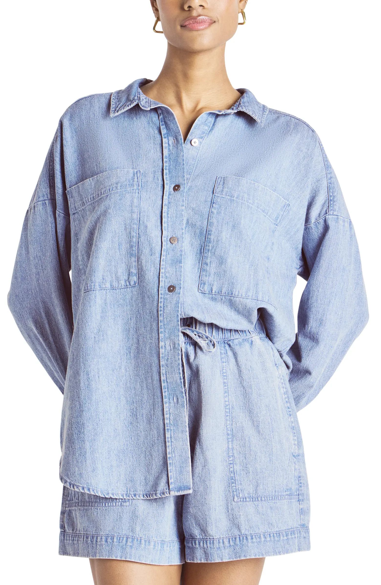 Splendid x CellaJaneBlog Oversize Denim Button-Up Shirt | Nordstrom | Nordstrom