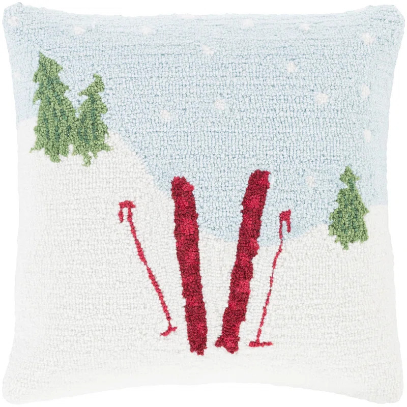 Skis Winter Throw Pillow | Wayfair North America