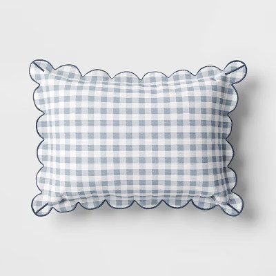 14"x20" Gingham Scalloped Edge Outdoor Lumbar Pillow - Threshold™ designed with Studio McGee | Target