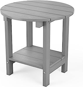 MXIMU Round Outdoor Side Table Adirondack Tables 18 Inch Chairside End Tables with Storage Shelf,... | Amazon (US)