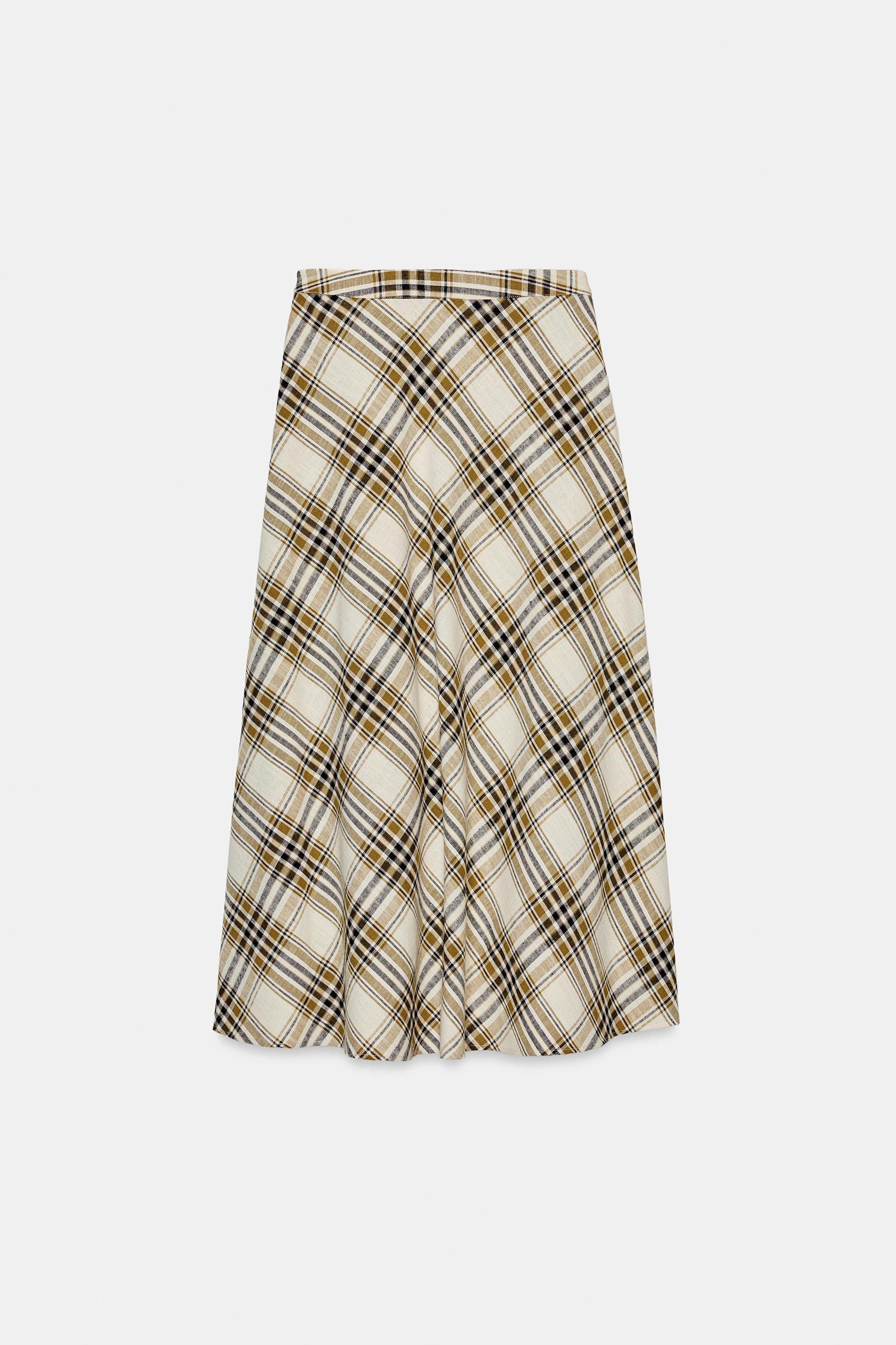 ASYMMETRIC PLAID MIDI SKIRT | Zara US