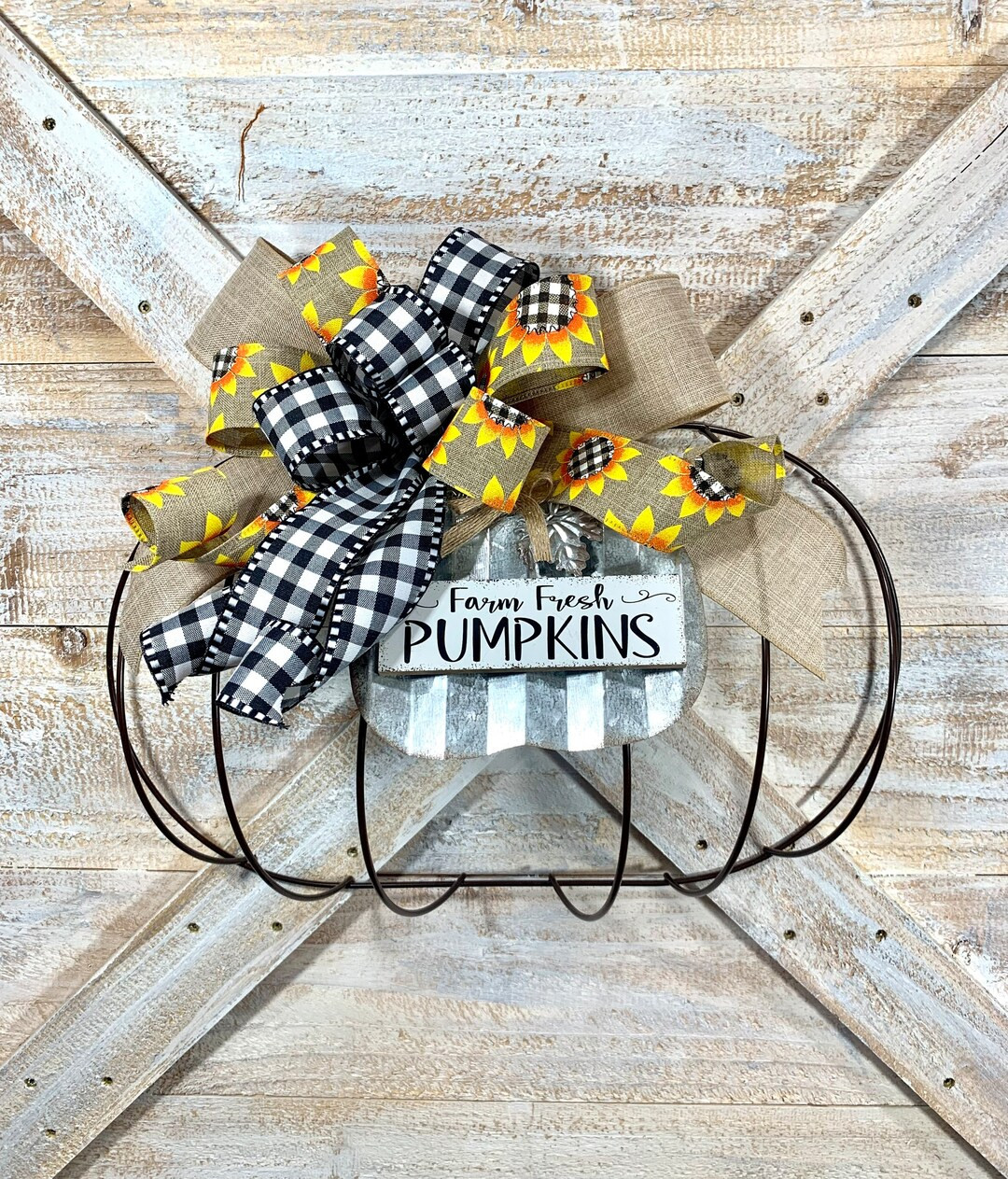 Pumpkin Door Hanger, Pumpkin Wreath, Wire Pumpkin Door Decor, Fall Wreath - Etsy | Etsy (US)