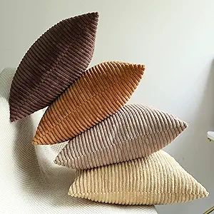 MEKAJUS Pack of 4 Pillow Covers 18x18 Brown Decorative Throw Pillow Covers Soft Corduroy Solid P... | Amazon (US)