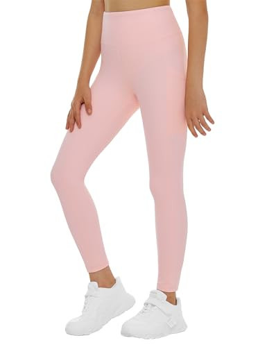 THE GYM PEOPLE Girls Workout Leggings Kids High Waist Stretch Athletic Dance Yoga Pants with Pockets Pink | Amazon (US)