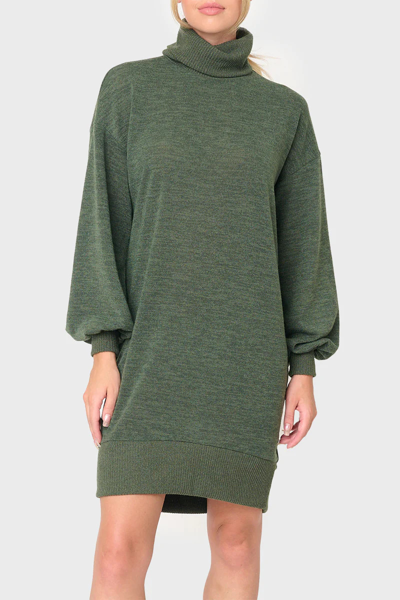 Blouson Sleeve Turtleneck Sweater Dress | Gibsonlook