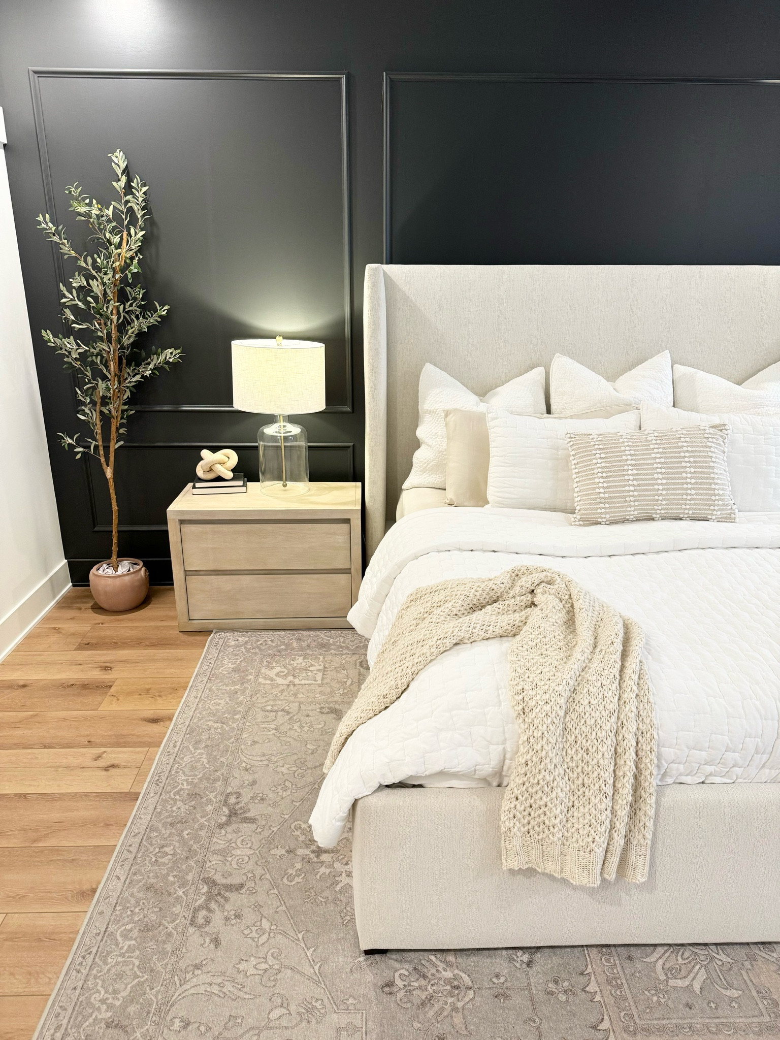 Major sale on our lamps! 

Master Bedroom | Neutral Bedding | White Bedding | Black Accent Wall | Nightstand Decor | Bedroom rug  | Olive Tree 

#LTKhome #LTKfindsunder100 #LTKsalealert