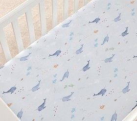 Narwhal Organic Crib Fitted Sheet | Pottery Barn Kids