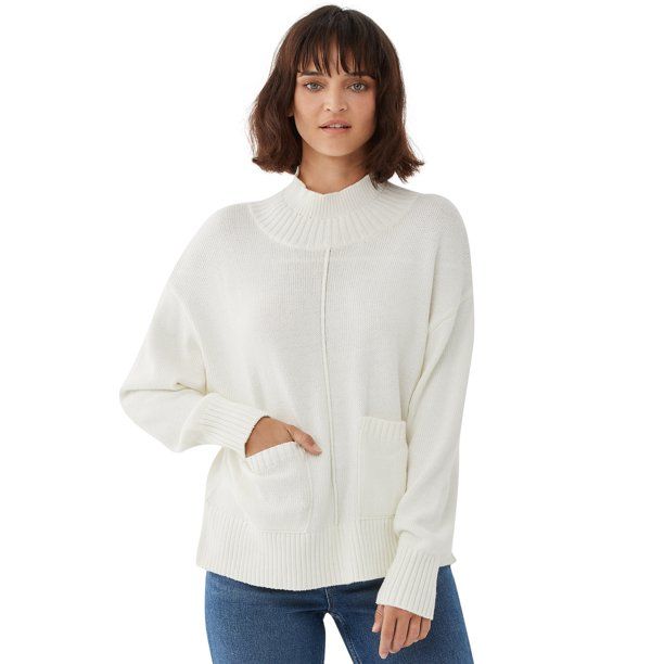 Free Assembly Women's Boxy Mock Neck Sweater | Walmart (US)